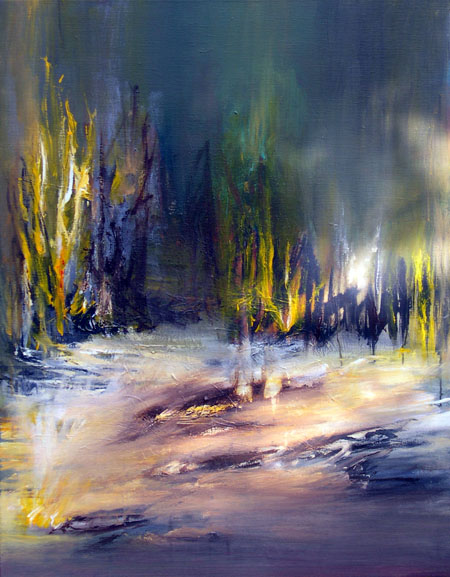 Akryl p&aring; l&aelig;rred 110 x 86 cm