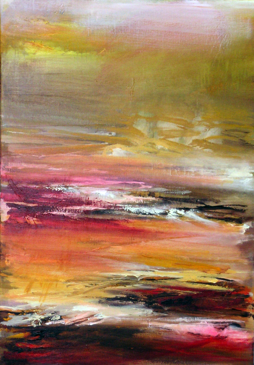 Konkylia Akryl p&aring; l&aelig;rred 100 x 70 cm